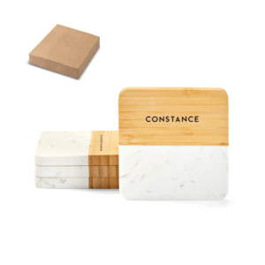 Conjunto de Porta-Copos Mármore e Bambu
